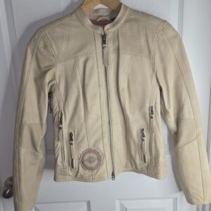 Women's Cream Leather Jacket